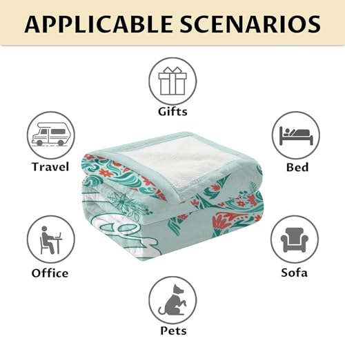 Mercuryelf Horse Blanket Gift - 40x50 Inches Trendy Throw Blankets for Girls - Mint Green Soft, Fuzzy & Warm Throws for Travel, Office