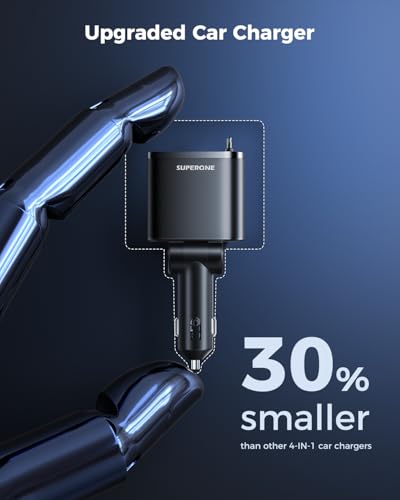 Retractable Car Charger, SUPERONE 99W Car Phone Charger with Cables Fast Charging - image 7