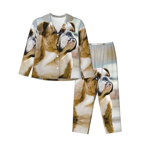 Pyjama bouledogue anglais femme tenue cocooning idéale pour vos soirées d'hiver