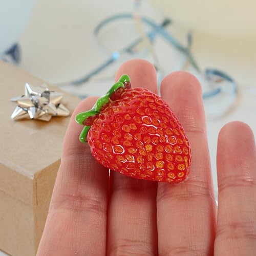 Luxshiny Artificial Red Strawberries 6pcs Fake Lifelike Simulation Realistic Strawberry Artificial Fruits Decoration Photography Prop for Home Kitchen Decoration