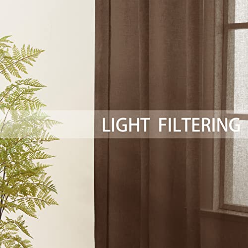 Cantonnière marron voilage texturé lin de qualité supérieure pour décoration de chambre