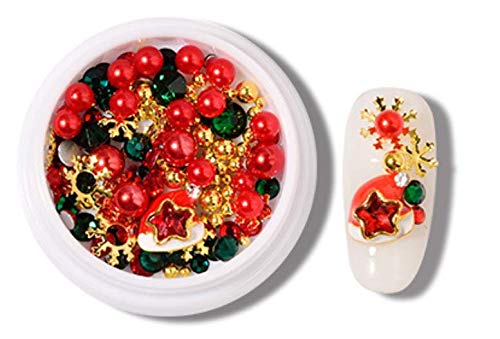 Merry Christmas 3D DIY Nail Art, Nails Rhinestones Foils Flakes Nail Decoration- Xmas Design Kit for Christmas Holiday Party(Boxed)