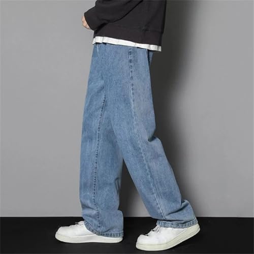 Men's Straight Leg Casual Jeans Baggy Korean Denim Pants Basic Daily Wide Leg Trousers2