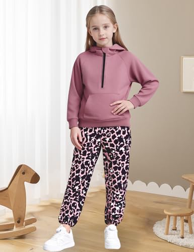 Girls Clothes Kids Sweatsuit Set Half Zip Hoodie Sweatshirt and Camo Sweatpants Girls Outfits Size 6-142