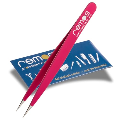 REMOS Splitterpinzette - Edelstahl [INOX] rostfrei 9.5 cm - feine Spitze fuxia