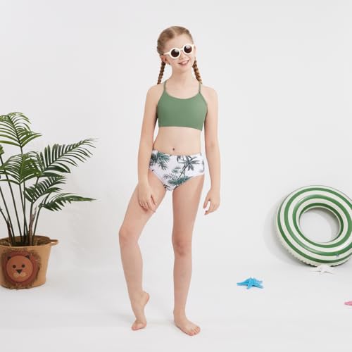 Image of Weixinbuy Girls Swimsuits Bikini Set Kids Bathing Suit Bikini Top Bottom 2Pcs Teen Girls' Swimwear Set