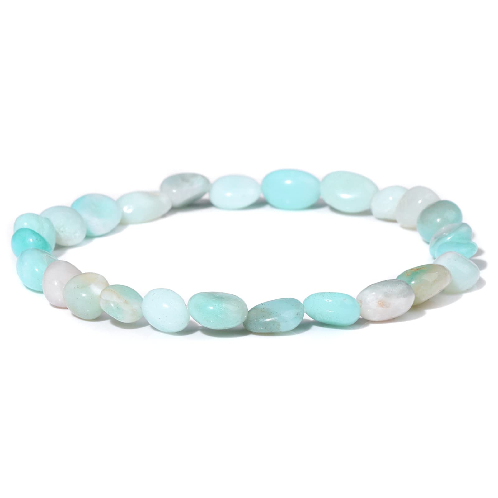 LLXYWJ Naturstein-Armband, Perlen, Armbänder, Achate, Quarz, Schmuck für Damen und Herren, Amazonit, 19 cm