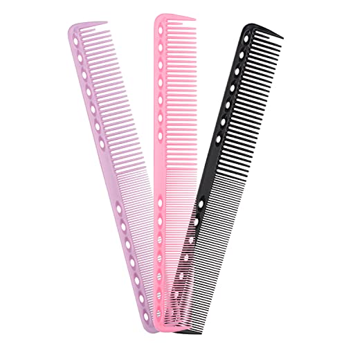 MEISH 3 Pieces Cutting Hair Comb Set - Fine Tooth, Standard Teeth, Clipping Comb for Styling - Barber Salon Hair Care Tools (3 Colors) - Image 4