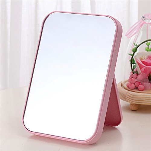 XPXKJ Tabletop Vanity Makeup,Desktop Foldable Makeup Mirror, Coquette Room Decor Mirror(Square Fold, Pink)