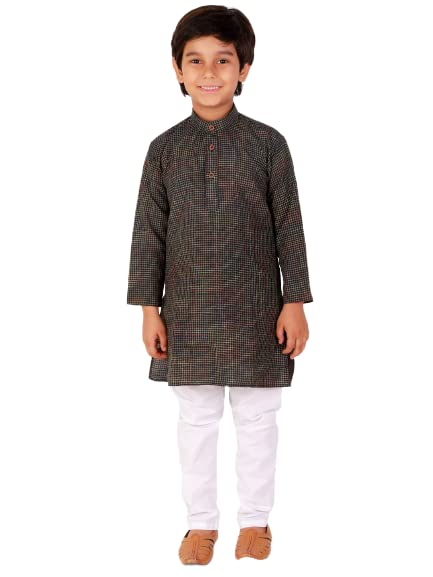 Image of Pro-Ethic Style Developer Kids Cotton Solid Ethnic Kurta Pajama Set|Traditional Style Kurta Pajama