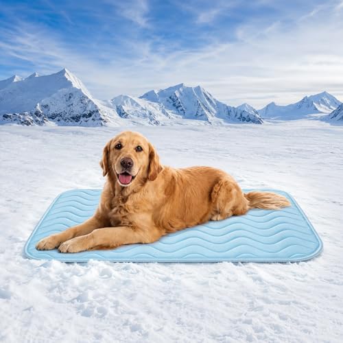 Dog Cooling Mat for Large Dogs, 40'x28' Breathable Self Cooling Crate Mat for Dogs & Cats, Portable Washable Pet Cooling Pad for Kennel, Sofa, Bed, Floor, Car Travel Indoor Outdoor Summer Use
