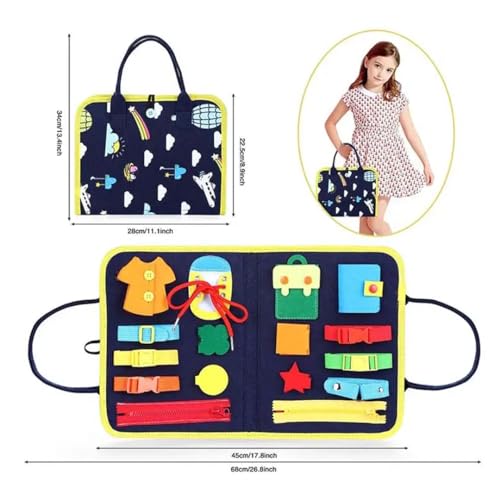 Image of Breatoi Toddlers Busy Board, Sensory Boards For Autism Toys, Interactive Educational Toys 2+ Years Old Girls Boys Learn To Dress, Fine Motor Skills Travel Toys For Airplane Or Car (Space),Multicolor