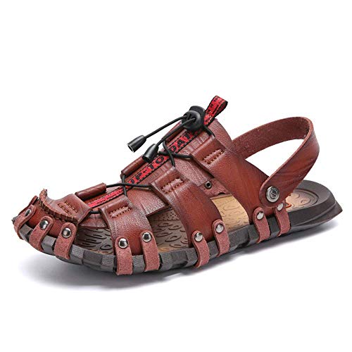 JEBU Men's Outdoor Sports Travel Leisure Hiking Beach Closed Toe Fisherman Sandals Slippers