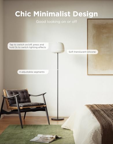 Image of Govee Lantern Floor Lamp, Halo Gradient RGBIC Smart Corner Lamp with LuminBlend+, 1000K-10000K, Matter Compatible, 100+ Scene Modes, Music Sync, 1400lm, Modern Floor Lamps for Living Room, Black