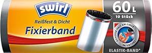 Swirl Fixierband-Müllbeutel, 60 Liter, 1 Rolle mit 10 Beuteln, Anthrazit