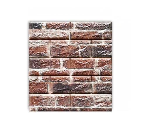 MUMUXIAO Pegatinas de papel pintado con efecto de ladrillo, papel de plástico autoadhesivo, vintage, paneles de pared de ladrillo de espuma sintética, azulejos de vinilo 3D impermeables (rojo retro)