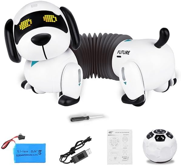 RAMNATH IMPEX Robot Dog Remote Control Puppy - RC Robotic Interactive Intelligent Walking Dancing Doggy Programmable Electronic Pet Toy with Music, Birthday Gift for Kids Age 6+ Year Old.