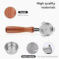 54mm Bodenloser Siebträger mit 2Puck-Sieb Kompatibel für Sage Breville Barista Serie/Barista Express und mehr 54mm Modellen, 54 mm Siebträger ohne Boden mit Massivholzgriff – Ansicht 2