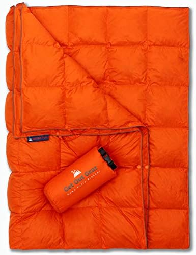 Get Out Gear Down Camping Blanket - Puffy, Packable, Lightweight and Warm | Ideal for Outdoors, Travel, Stadium, Festivals, Beach, Hammock | 650 Fill Power Water-Resistant Backpacking Quilt