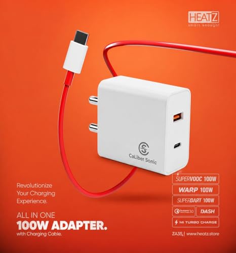 Image of 100W GaN Fast Charger with Dual Cable (USB-C to C & USB-A to C) | PD 3.1 Fast Charging Wall Adapter | Multi Device Charger for Laptops, Smartphones & Tablets