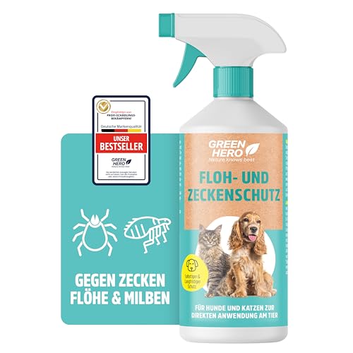 Floh- und Zeckenschutz 500 ml das Zeckenspray und Flohmittel für Hunde und Katzen effektives Flohspray für die direkte Anwendung auf dem Tier bei akutem Befall oder zum Schutz