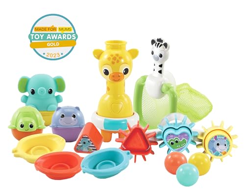 VTech 6-in-1 Bath Set, Bathtub Toy with 10+ Accessories Including Stacking & Linking Boats, Shape Sorter, Colourful Balls, Bath Time Gift for Babies & Infants 0, 6, 12 months +, English version - Image 3