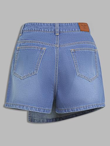 Image of Miss Chase Women's Regular High Rise Above Knee Stretchable Denim Shorts