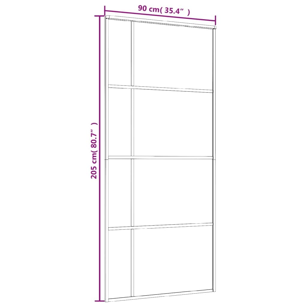 Drzwi przesuwne, matowe szkło ESG i aluminium, 90 x 205 cm, czarne, materiały budowlane, drzwi, drzwi domowe