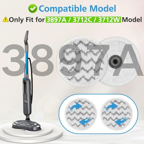 Image of iSingo 6 Pack 3897A / 3712 Rotating Steam Mop Pads Replacement for Bissell SpinWave SmartSteam Scrubbing Steam Mop Cleaner 【Models 3897A /3712 ONLY】, Washable Reuseable Refill Pads