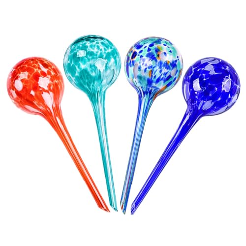 Sarini 4 Pcs Plant Watering Globes Stakes,Self Watering Feeding System,Hand-Blown Colorful Glass Plant Watering Devices,Automatic Waterers Aqua Ball Drip Feeders - Image 2