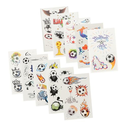 OATIPHO 10hojas Pegatinas De Tatuajes Deportivos y Fáciles De Aplicar Diseño De Balones De Fútbol Para Cara Cuerpo Brazos Piernas