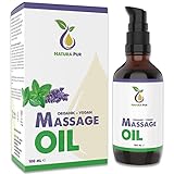 Massageöl BIO 100ml, vegan, in Glasflasche - Körperöl auf Basis von Mandelöl und Jojobaöl - mit 100% natürlichen ätherischen Ölen (Pfefferminz, Lavendel, Kamille) und Vitamin E