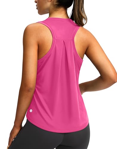 Image of Women's Workout Tops Racerback Athletic Tank Tops Sleeveless Loose Fit Yoga Running Gym Shirts for Women