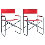 Nqyjm Regiestuhl, 2 Stück, Stahl, rot, wetterfest, für Terrassen, Gartenmöbel, Gartenmöbel