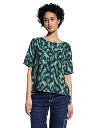 Street One Blusa de Mujer con Estampado, Verde Oscuro, 46