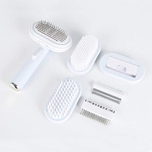 Dog Brush and Cat Brush 5 in 1 Pet Grooming Kit Suitable for Long or Short Pet Hair Fur Removal Pet Pin Brush, Bath&Masaage Brush De-matting Comb (Blue)