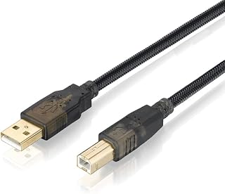 Printer Cable USB A to B Adapter Cable Nylon Braided USB Printer Wire Lead Scanner Cord for HP, Dell, Canon, Lexmark, Epson, Xerox, Brother, Samsung etc (1.8m)
