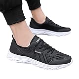 A/U Zapatillas Running Hombre, Deportivas Hombre Sneakers Casual para Correr Gimnasio Tenis Fitness Comodos Deportivos Calzado Ligero Transpirable Bambas Negro Blanco