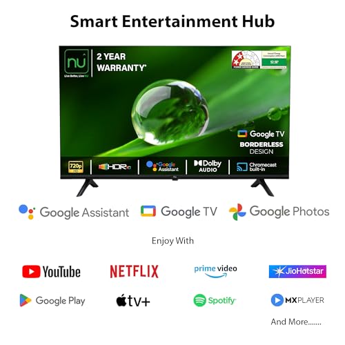 Image of NU 80 cm (32 Inches) New 2025 Borderless Series 720p HD QLED Smart Google TV LED32QUGNX