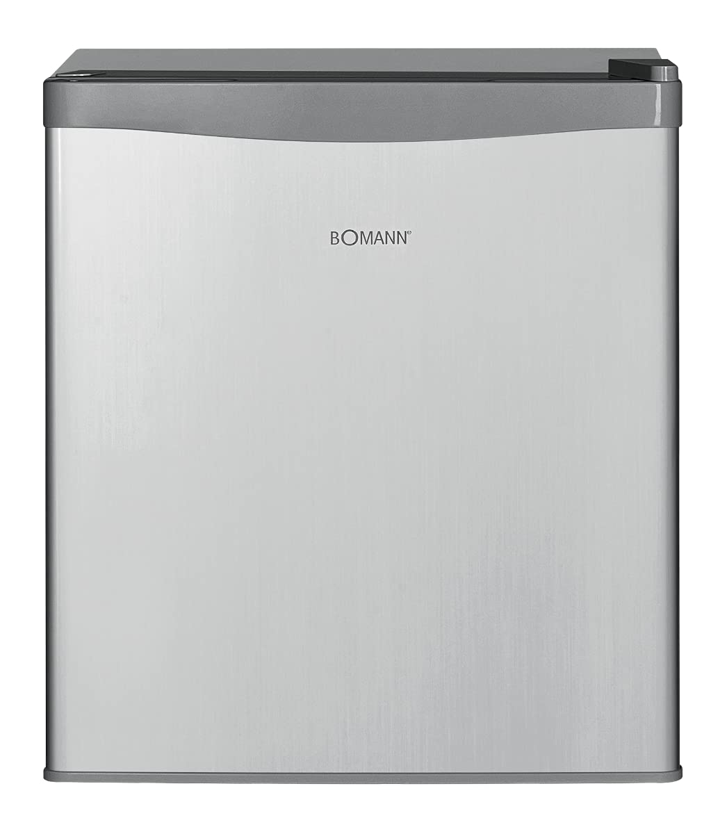 Bomann KB 389.1 Mini Tisch-Kühlschrank, Getränkekühlschrank mit Gefrierfach, 51 cm Höhe, leise, perfekt für Büro, Gaming, Camping, Garten & Outdoor, klein & kompakt, edelstahl-optik, Silber Kühlbox + Gefrierfach 45 Liter Inox