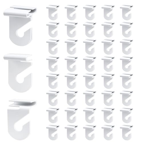Jinzhenhong 40 Pairs Aluminum Hooks for Hanging, White Hooks, Metal Hooks, Drop Ceiling Hooks, Hooks for Hanging Plants, Hooks for Hanging Lights (40)