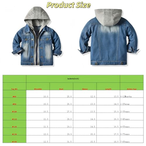 Little Boys Girls Cardigan Hooded Lapel Zipper Pocket Baby Denim Coat Jackets Outerwear2