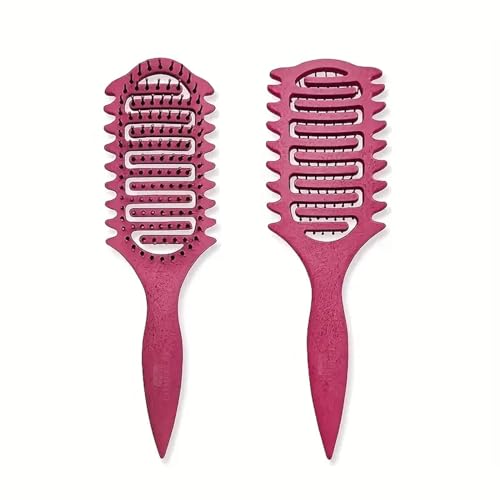 Image of Combelle Curl Defining Brush - 24 cm Vented Detangling & Volumizing Hair Brush for Curly Hair - Vegan Boar Bristles, Ergonomic Handle, Reduces Frizz & Defines Curls (Pink)