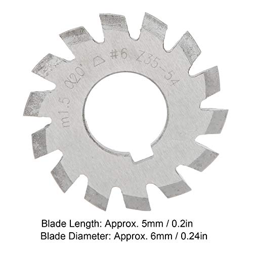 Image of Gear Cutter Set, High Speed Steel 8Pcs Gear Milling Cutters with 20 Pressure Angle for Metric Module M1.5 Gears Industrial Machining Tools 5mm 6mm Blade Size