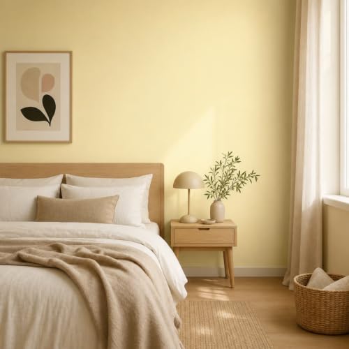 Image of FOKRIM Wallpaper for Walls Sticker Peel and Stick Removable Self Adhesive Waterproof Wall Paper for Home Kids Room Play Room (Plain Yellow)