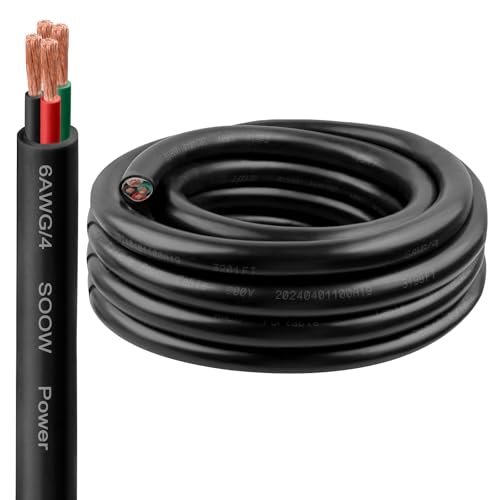 6/4 SOOW Wire 10FT 6 AWG 600V SOOW Bulk Cable 6 Gauge 4 Conductor Portable Power Cable Extension Cord for Welder Generator Portable Light Circuits EV Car Charger Motor Lead