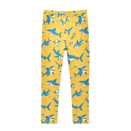 KLL Funny Seamless Shark Saffron Toddler Girl Athletic Leggings Soft High Waisted Activewear Sports
