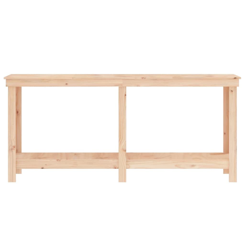Banco da lavoro in legno di pino massiccio, 180 x 50 x 80 cm, con ripiani, pratico tavolo da lavoro per garage, robusto telaio in legno con molto spazio per attrezzi, incluso supporto da parete per