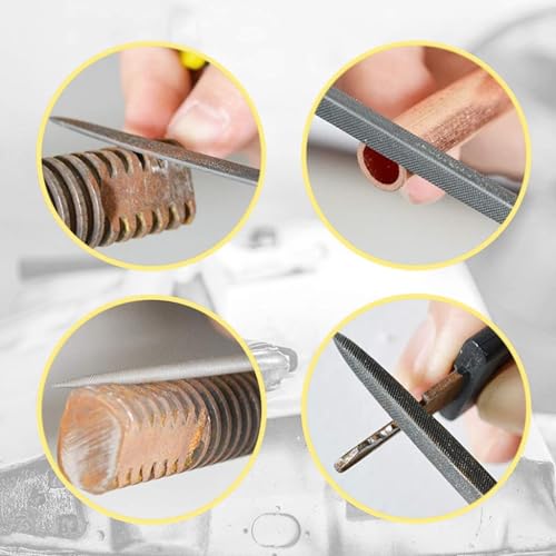 Image of 10Pcs File Tools Set, Premium Hardened Drop Forged Alloy Steel File Tools | Carbon Steel File Tool Set | arbon Steel File Kit with Handle for Metal, Wood, Glass, Plastic, Leather, Jewelry