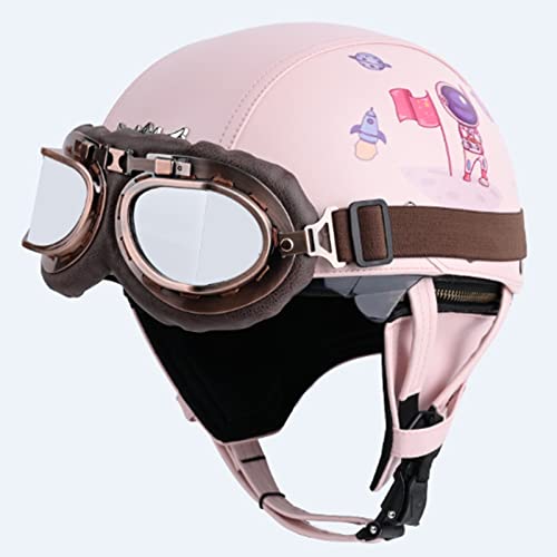 Medio Casco De Motocicleta Retro,Casco Moto Abierto vintage,ECE Homologado Moto Cascos Half Helmet De La Bici del Casco del Viaje del Estilo Alemán Moto Casco para Hombres Y Mujeres A,M=57~58CM